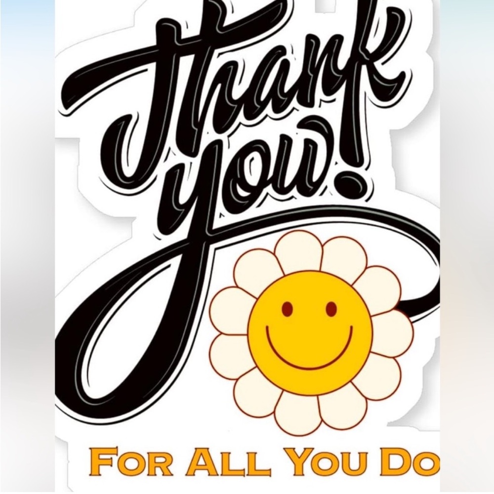 Thank You Sticker with Smiley Flower